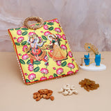 Krishna Divine Hands with Bansuri - Blue with Ethnic Handcrafted Bag with Dry Fruits