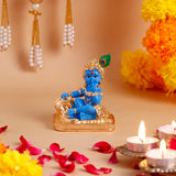 Mini Idol Makhan Chor Krishna Idol with Ethnic Handcrafted Bag with Chocolates