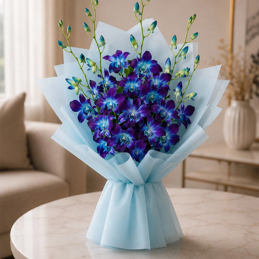 Exotic Blue Orchid Flower Arrangement - Premium Birthday & Corporate Gifting