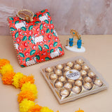 Krishna Divine Hands with Bansuri - Blue with Ethnic Handcrafted Bag with Chocolates