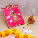 Krishna Divine Hands with Bansuri - White with Ethnic Handcrafted Bag with Sweets