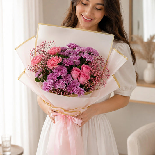 Mixed Flower Bouquet with Roses - Fresh Birthday & Anniversary Bouquet