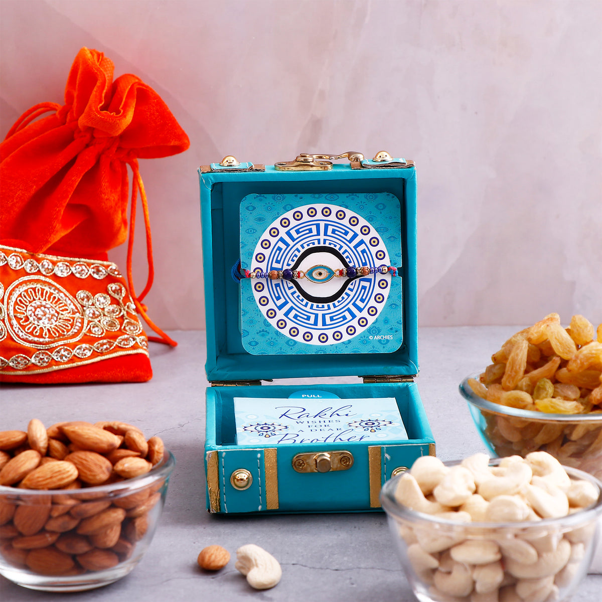 Happy Rakhi Trunk Box with Dry Fruits Gift Set Gift Set