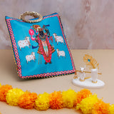 Krishna Divine Hands with Bansuri - White with Ethnic Handcrafted Bag