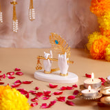 Krishna Divine Hands with Bansuri - White with Ethnic Handcrafted Bag