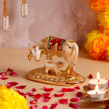 Vastu Kaamdhenu Cow with Gold Emblishment with Ethnic Handcrafted Bag