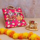 Vastu Kaamdhenu Cow with Gold Emblishment with Ethnic Handcrafted Bag