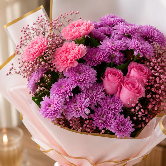 Mixed Flower Bouquet with Roses - Fresh Birthday & Anniversary Bouquet