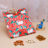 Mini Idol Makhan Chor Krishna Idol with Ethnic Handcrafted Bag with Dry Fruits