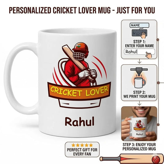 Personalized Cricket Lover Mug with Name
