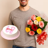 Love in Bloom Cake mixed roses with Vanila Cake