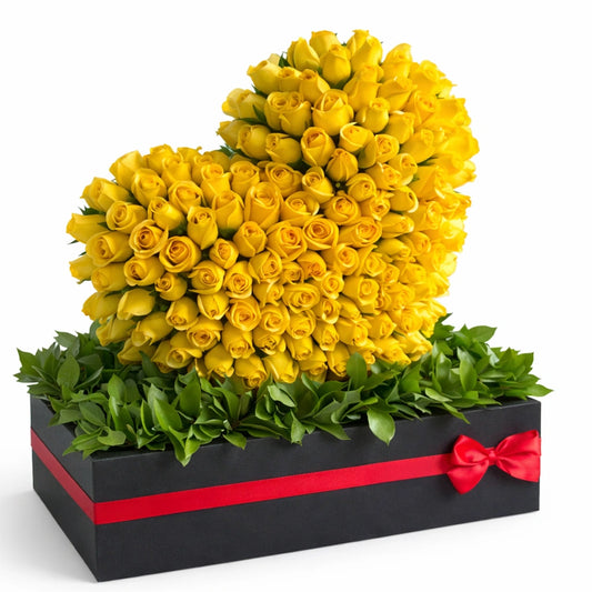 Forever Yours Roses yellow roses heart shape Arrangement