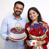 Chocolates Bouquet with Bluebery Cake