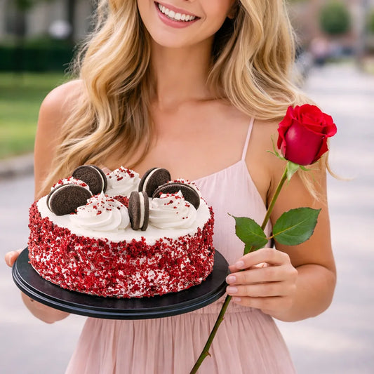 Redvelvet oreo cake with Rose