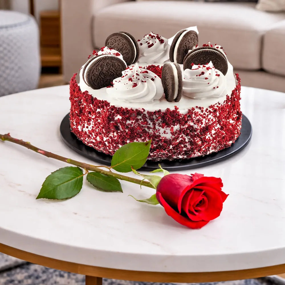 Redvelvet oreo cake with Rose