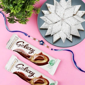 Evil Eye Rakhi with Kaju Katli & Chocolates