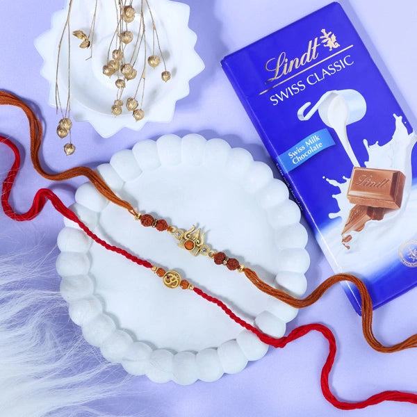 OM & Trishul Rakhi Lindt Gift Set