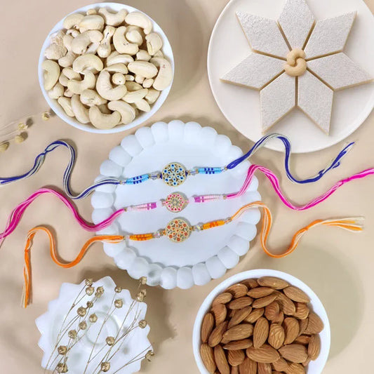 Elegant Rakhi Set with Kaju Katli & Dry Fruit