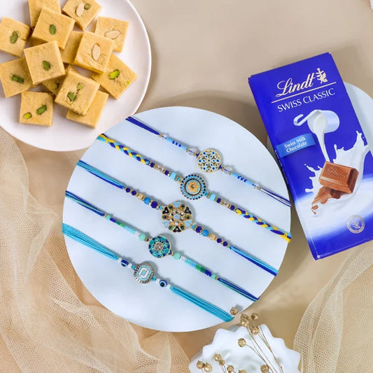 Pleasing Five Rakhi Set Family Hamper