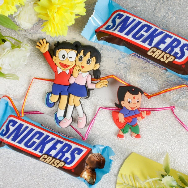 Funny Kids Rakhi with Snicker Chocolates