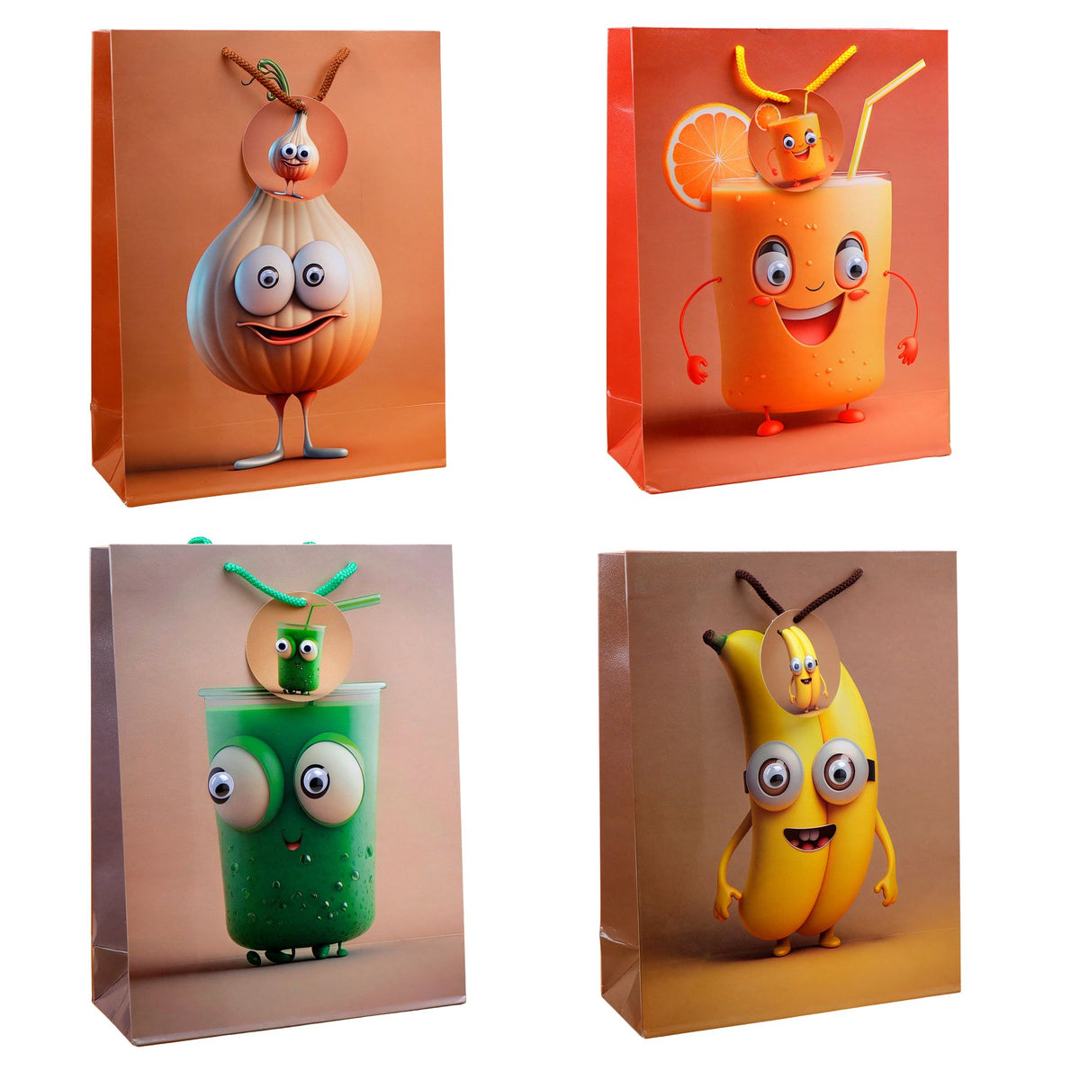 Googli Eyes Quirky Characters Paper Bag Set of 4 Large