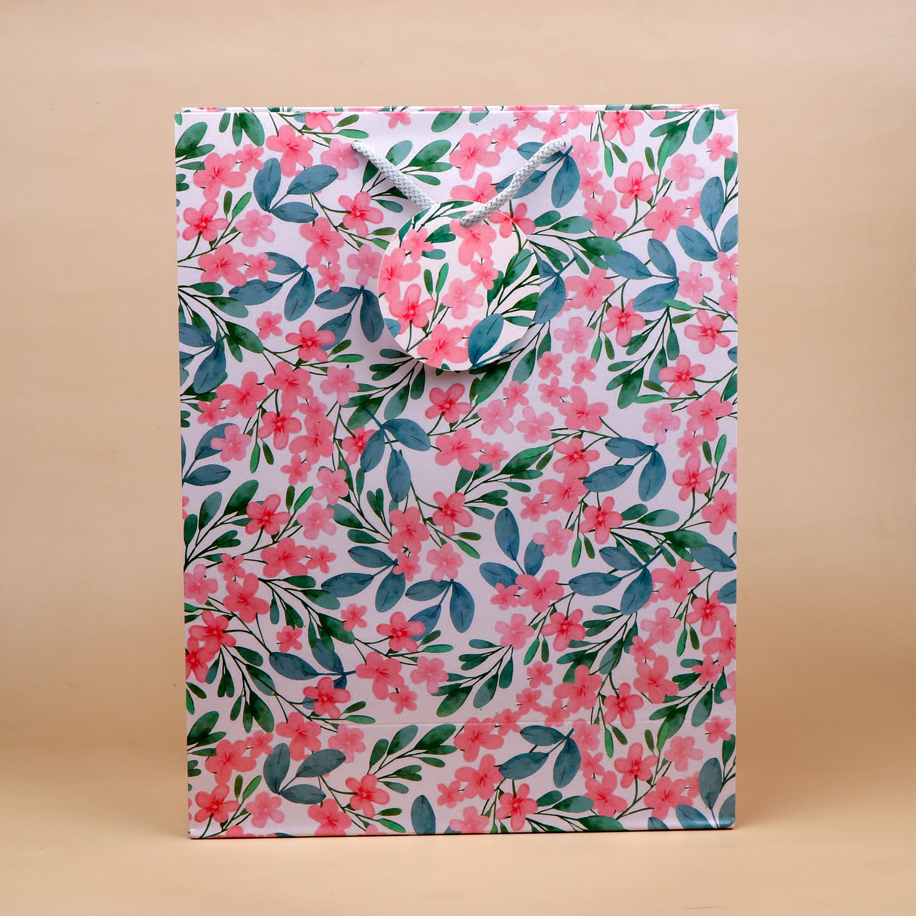 Pink Flowers Print Paper Bags Pack of 3 (S/M/L)