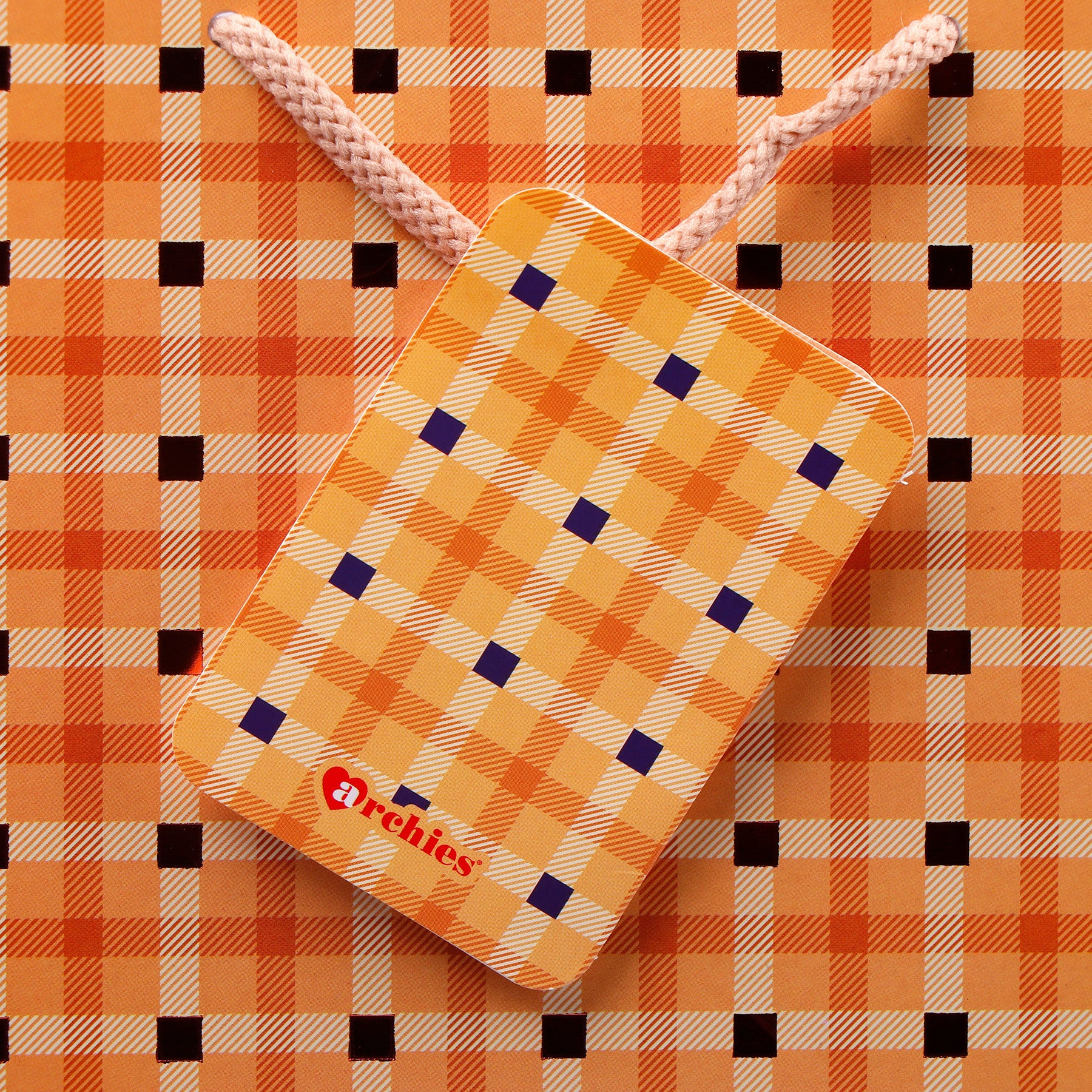 Orange Knit Print Paper Bags Pack of 3 (S/M/L)