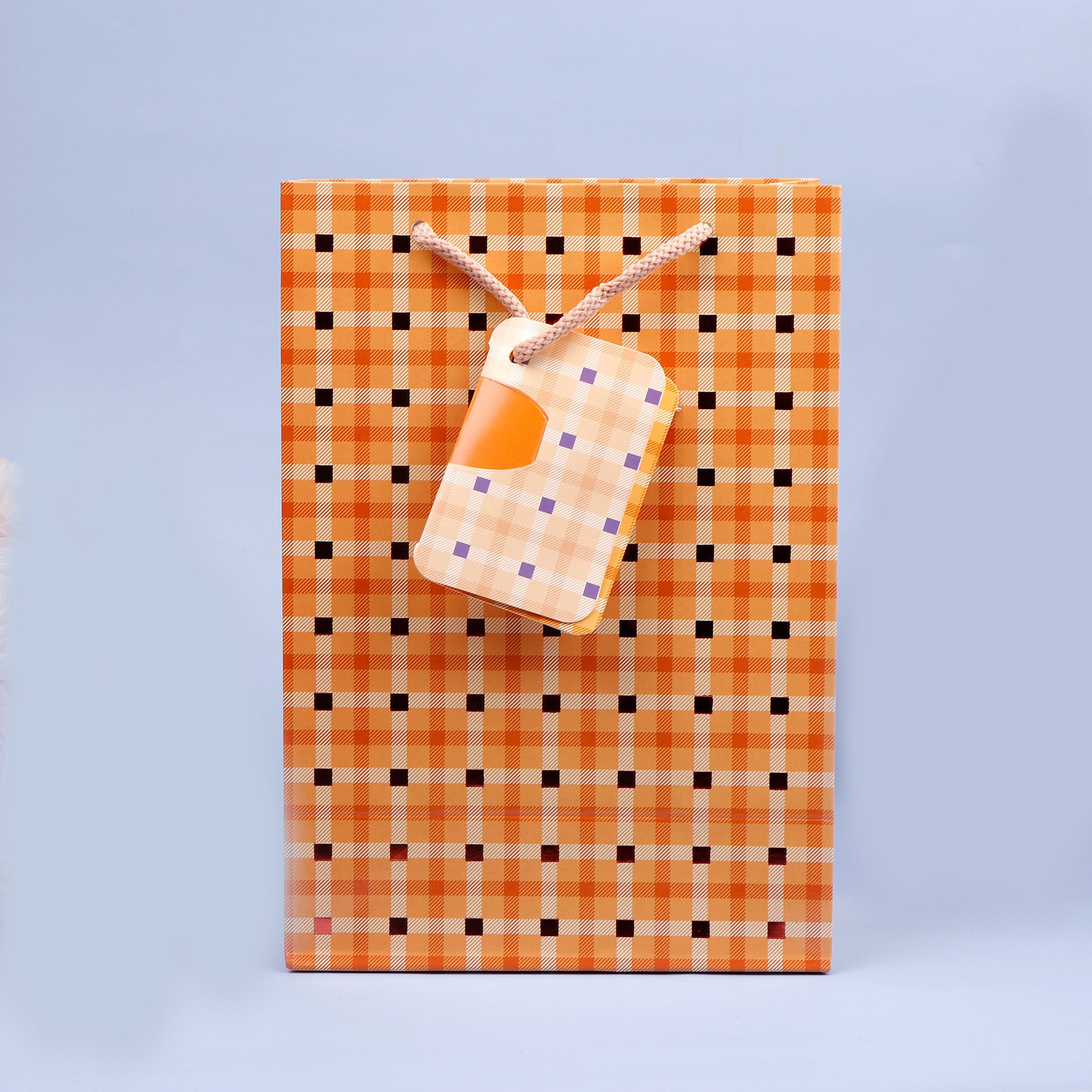Orange Knit Print Paper Bags Pack of 3 (S/M/L)
