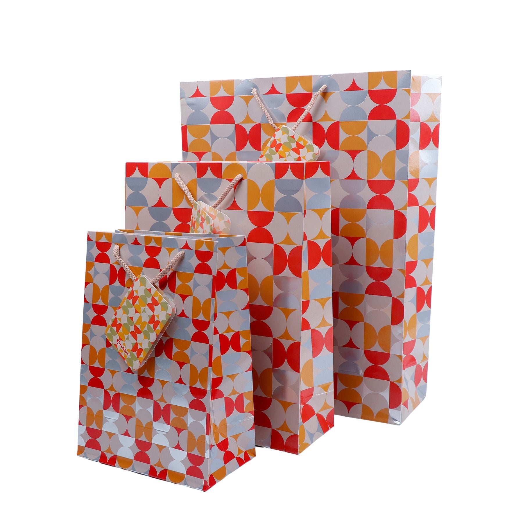 Abstract Shapes Print Paper Bags Pack of 3 (S/M/L)