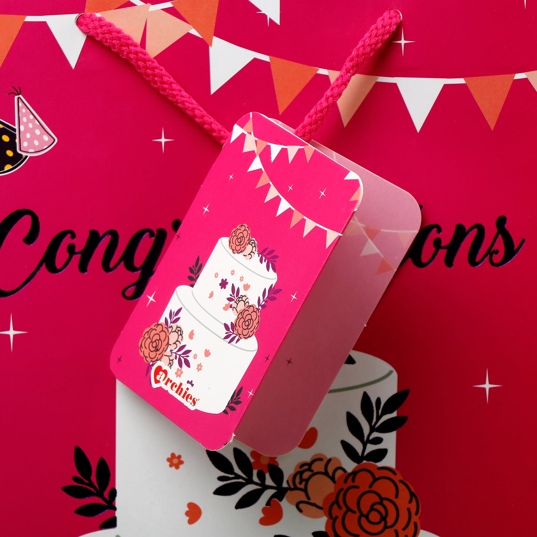 Congratulations Pink Paper Bags Pack of 3 (S/M/L)