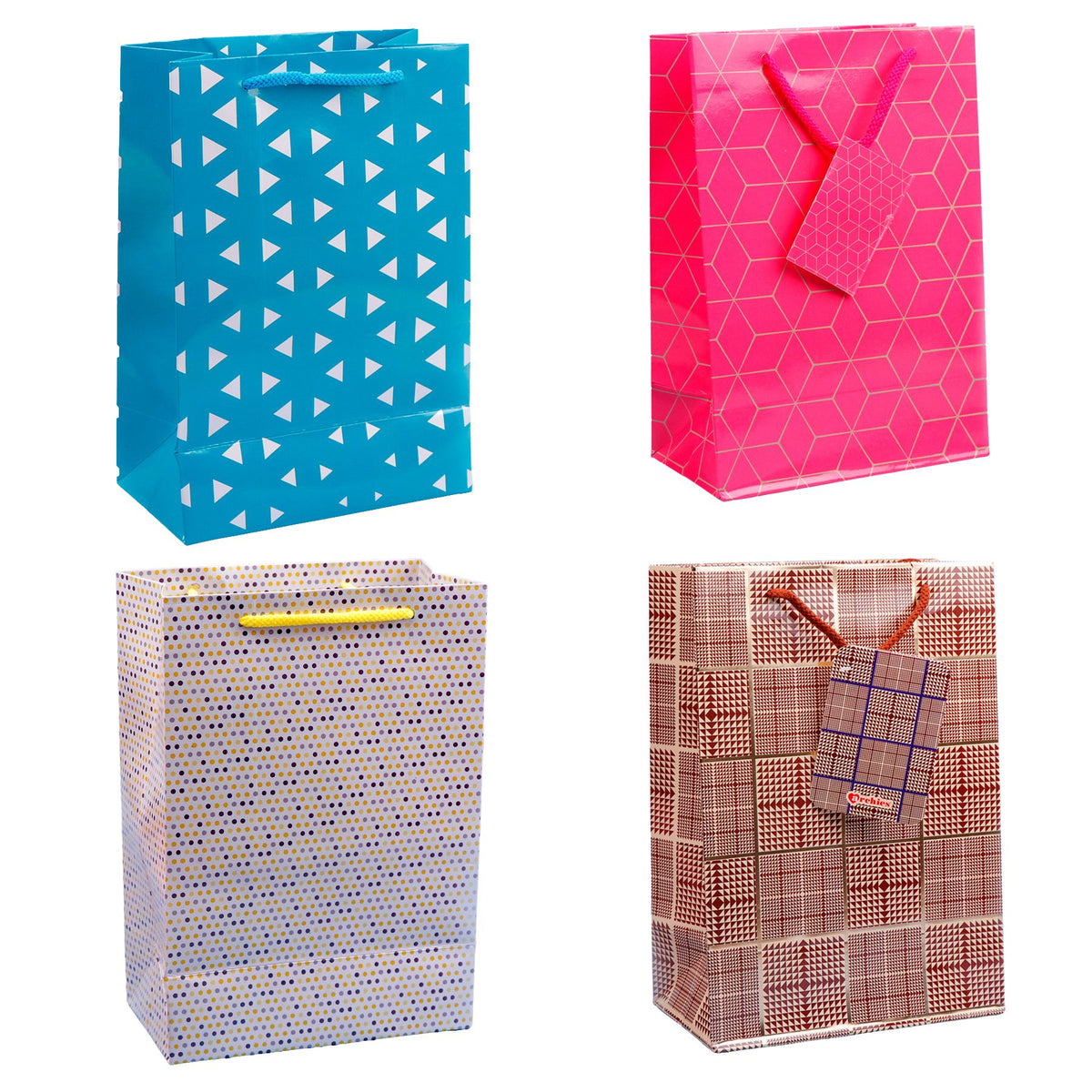 Assorted Printed Paper Bags Pack of 4 Large