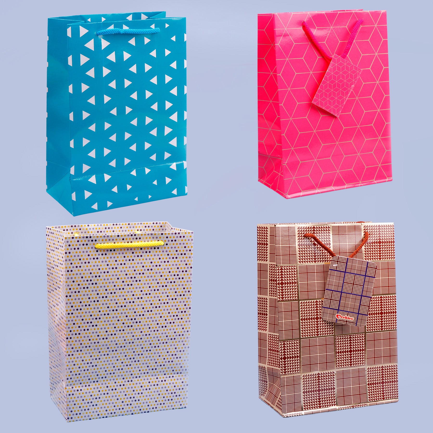 Assorted Printed Paper Bags Pack of 4 Large