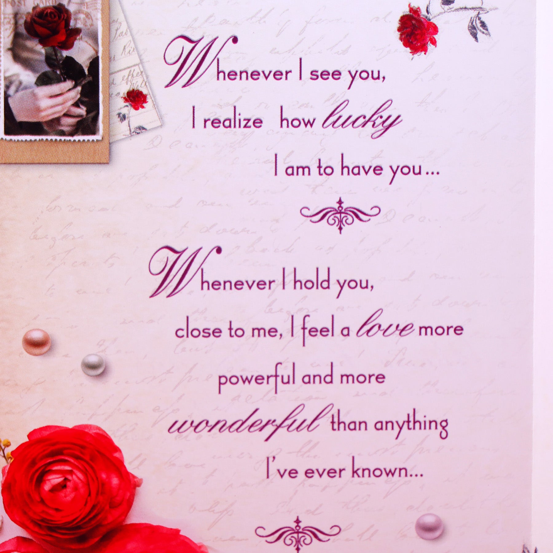 For My Love Teddy Bear with Rose and Greeting Card