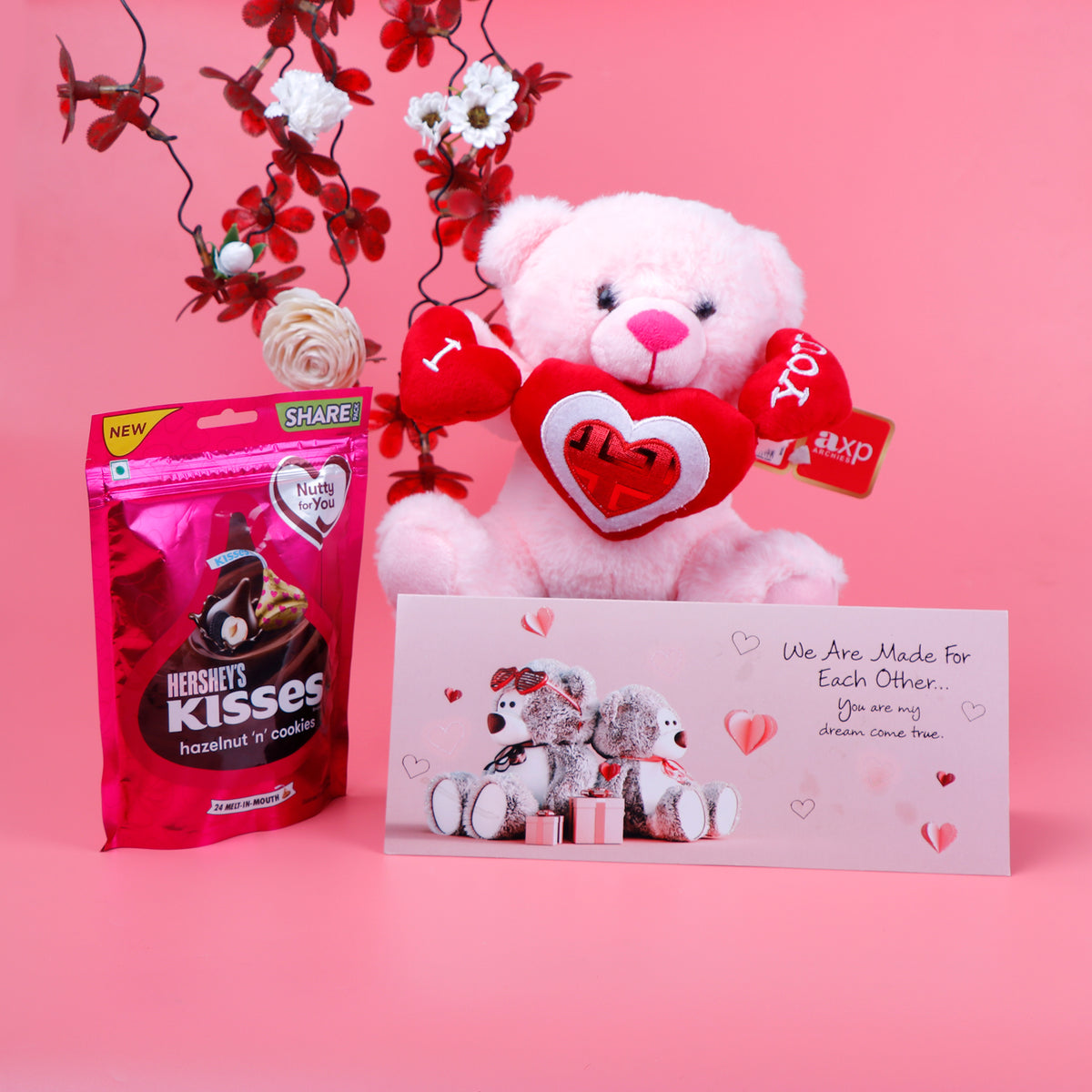 Cute Teddy Bear with Hershey Kisses and Greeting Card