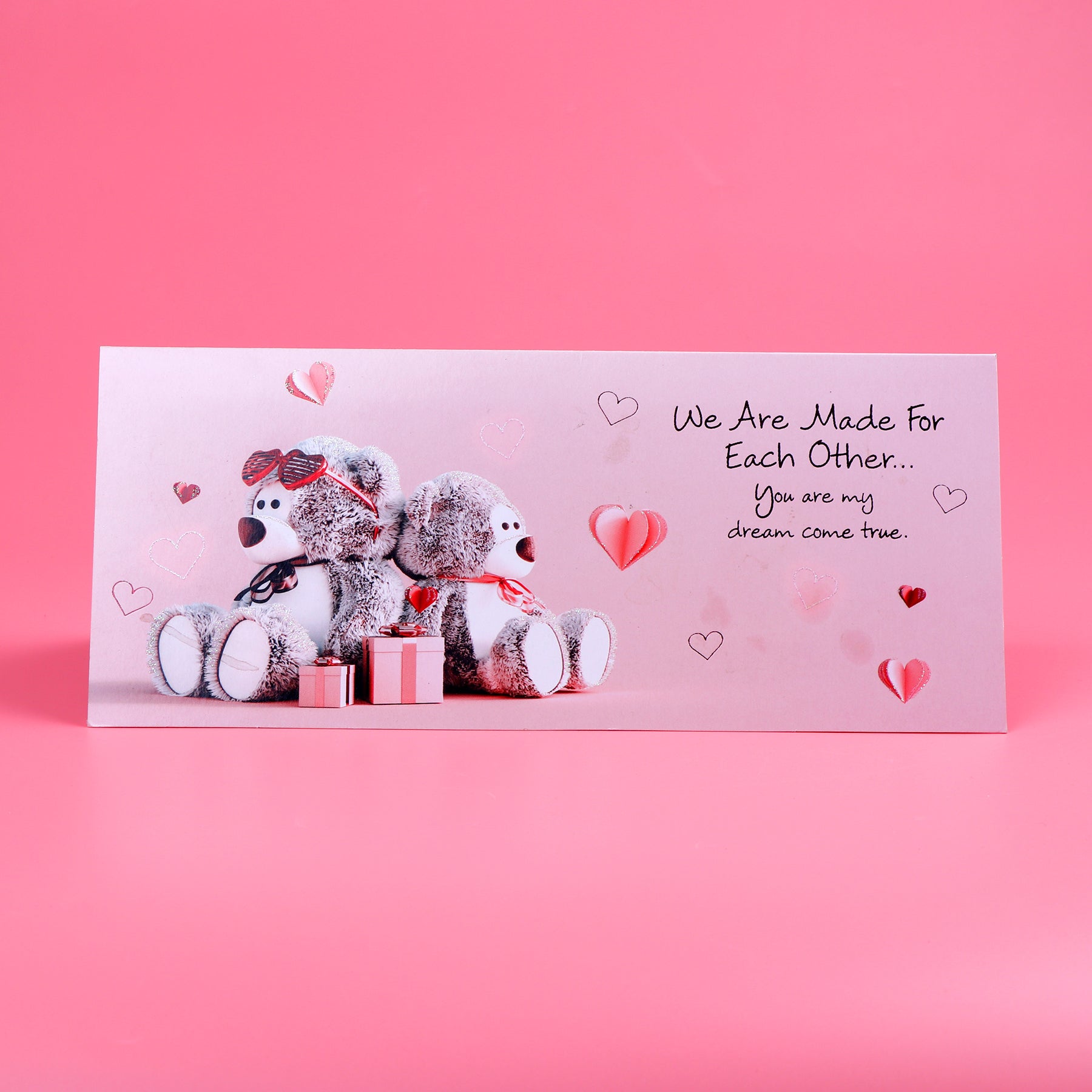 Triple Heart Teddy Bear with Ferrero Rocher and Greeting Card
