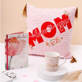 Pink Cushion with Tassels With Mug And Card