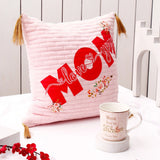 Pink Cushion with Tassels With Mug