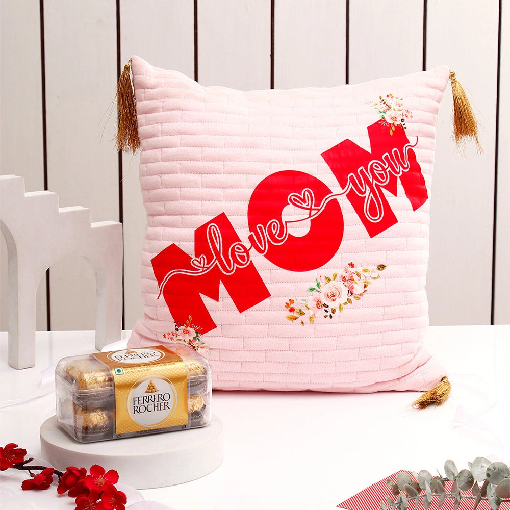 Pink Cushion with Tassels With Ferrero Rocher