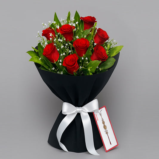 Red Roses with Rakhi