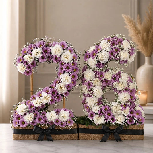 30 White Carnations & Purple Daisy Grand Bouquet