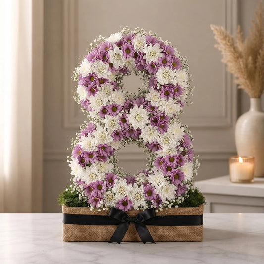 30 White Carnations & Purple Daisy Grand Bouquet