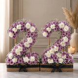 30 White Carnations & Purple Daisy Grand Bouquet
