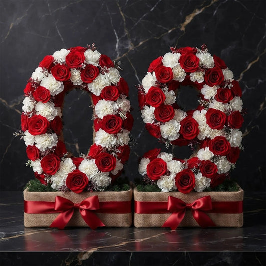 26 Pink Roses, White carnation Flower