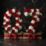 26 Pink Roses, White carnation Flower