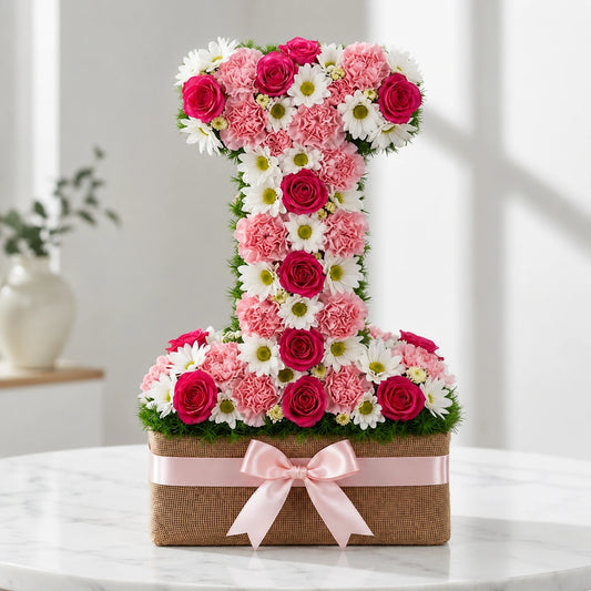 White Daisy, Pink Rose & Carnation Mixed Bouquet