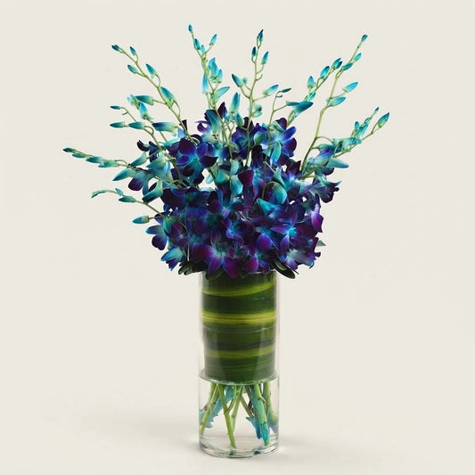 10 Blue Orchids Fish Bowl Arrangement
