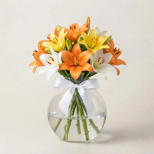 Buy Mixed Lilies Fish Bowl Arrangement Online - Same Day Delivery | Archies