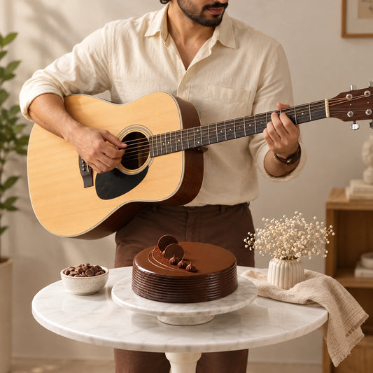 Velvet Truffle Dream Cake with Guitarist