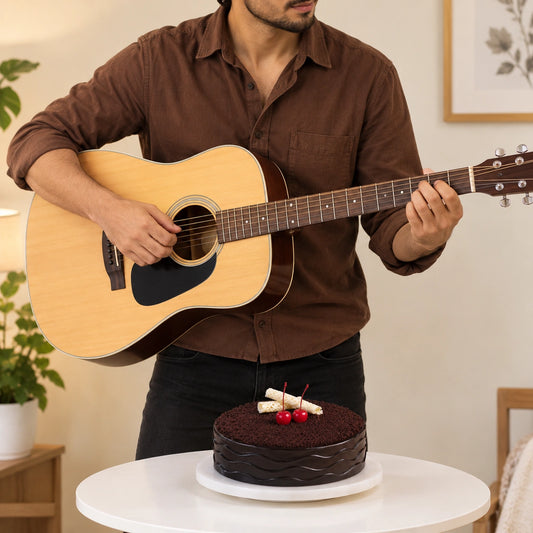 Dark Chocolate Mud Fudge Cake with Guitarist
