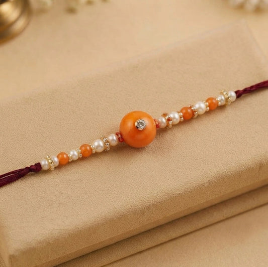 Pearl Beads Rakhi with Cadbury Chocolates | Elegant Rakhi Gift Set